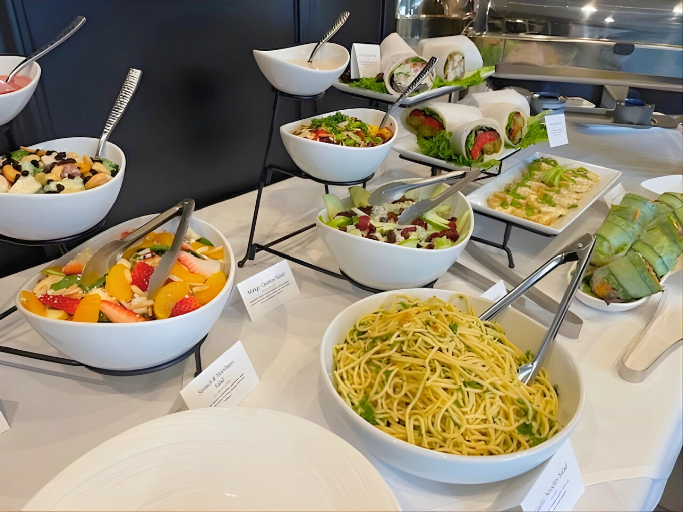 Catered food trays with fresh ingredients for Silicon Valley corporate drop-off service