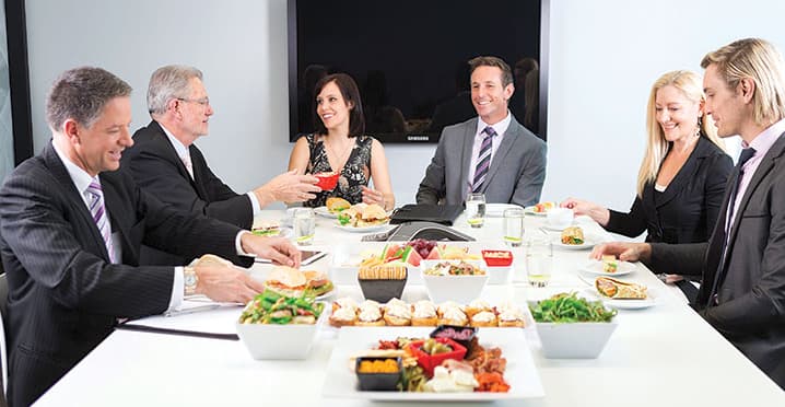 Inclusive corporate catering spread accommodating multiple dietary needs