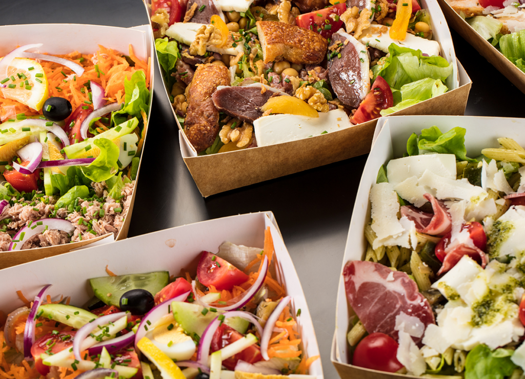 Kraft boxed lunches with salads and wraps for corporate office delivery