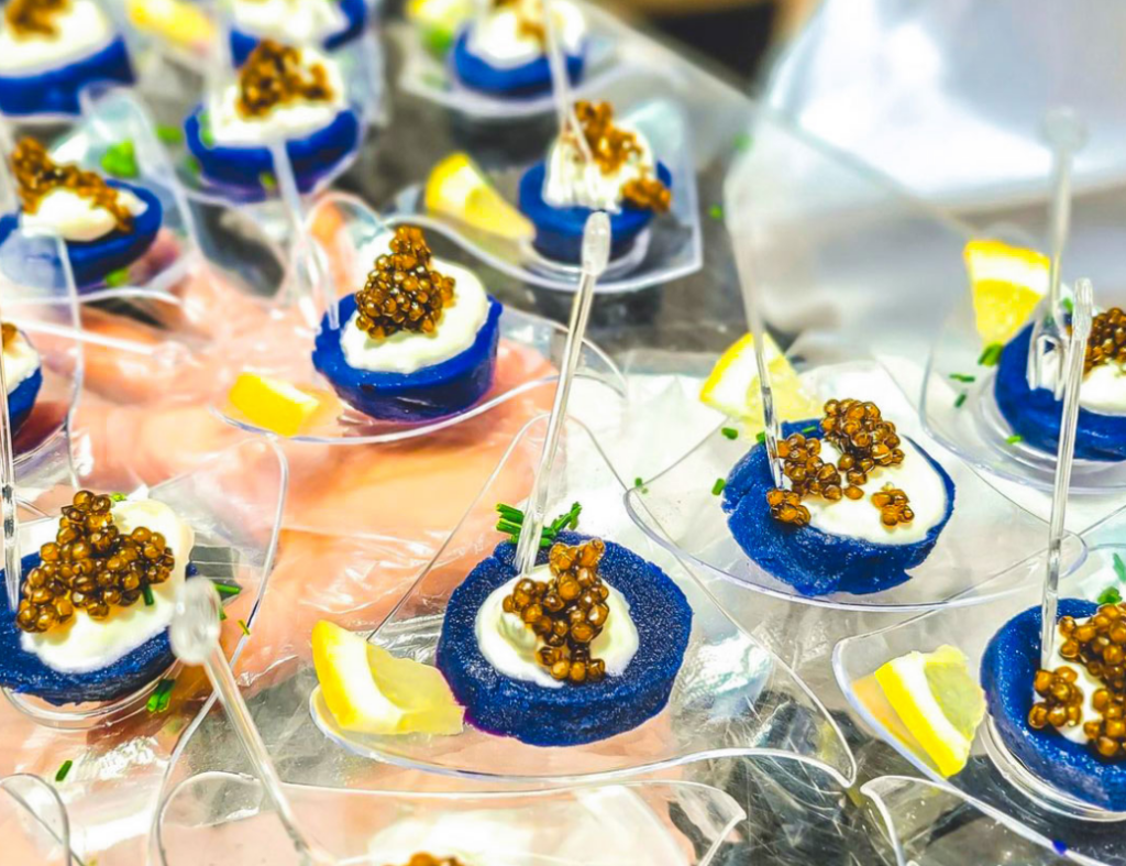 Elegant plated canapes at a formal traditional catering event